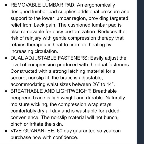 Vive Lower Back Brace-Support for Chronic Pain, Sciatica, Spasms, Nerves, etc. - Picture 11 of 11